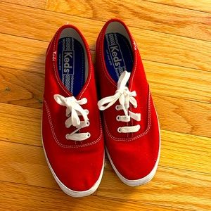Crimson Red Keds Canvas Sneakers